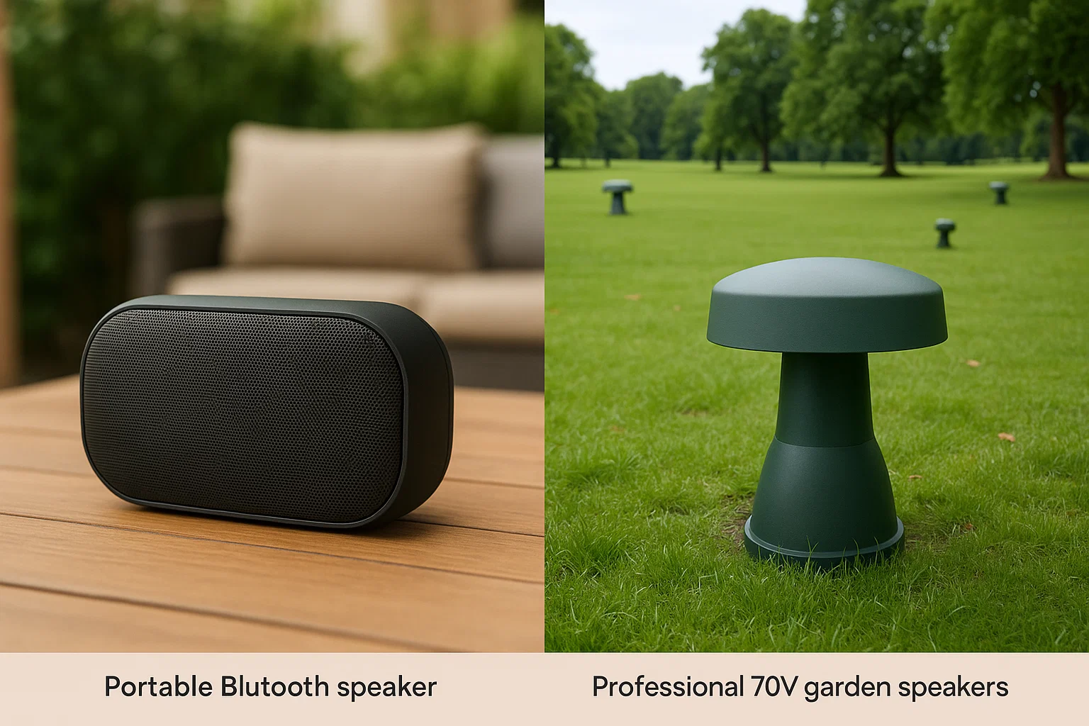 Comparison of consumer Bluetooth vs commercial garden speakers