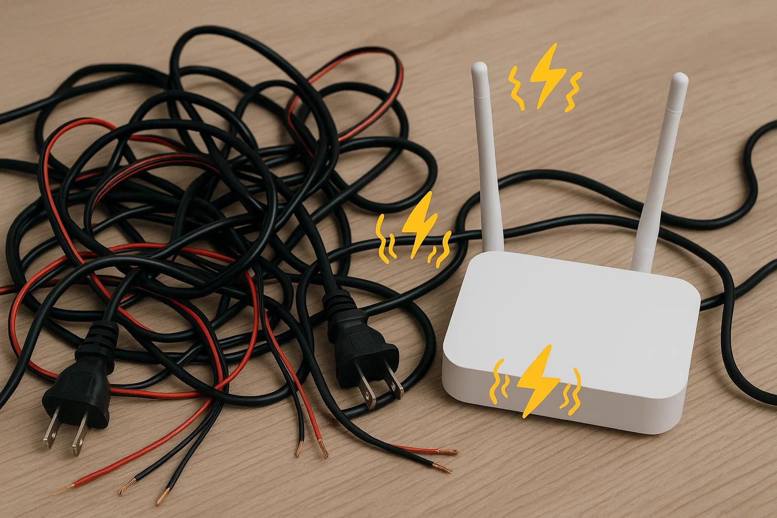 Speaker cables near power lines causing buzzing interference
