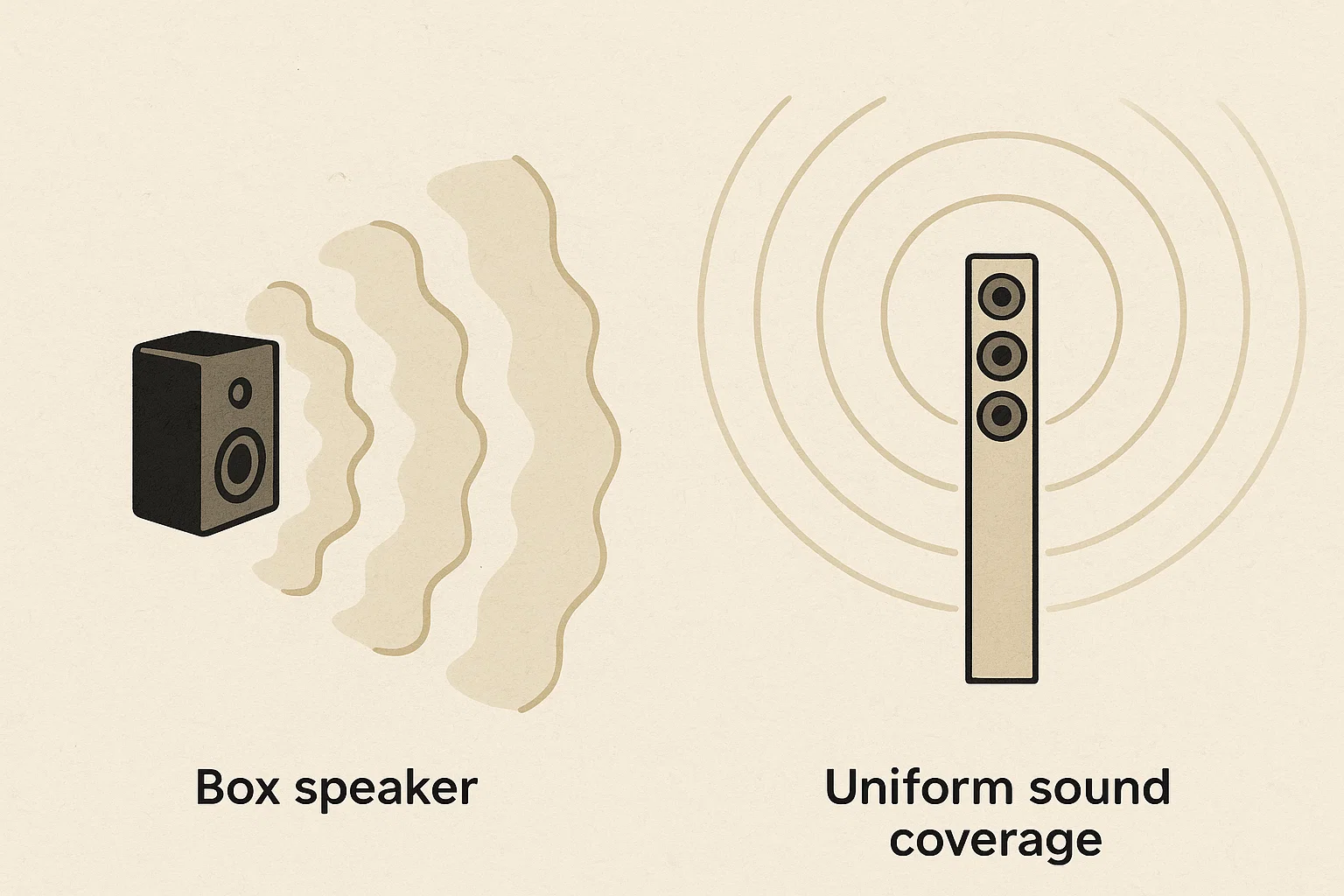 Column speakers provide even sound coverage compared to traditional speakers