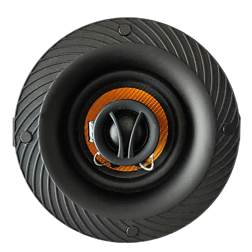 LECOVITA RISC-3 micro 3 inch coaxial ceiling speaker front view, highlighting the integrated 0.75-inch silk dome tweeter for pristine high-fidelity audio.