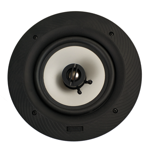 LECOVITA RISC IP44 rated splash-proof bathroom ceiling speaker front view, featuring a moisture-resistant polypropylene cone woofer for kitchen and balcony audio.