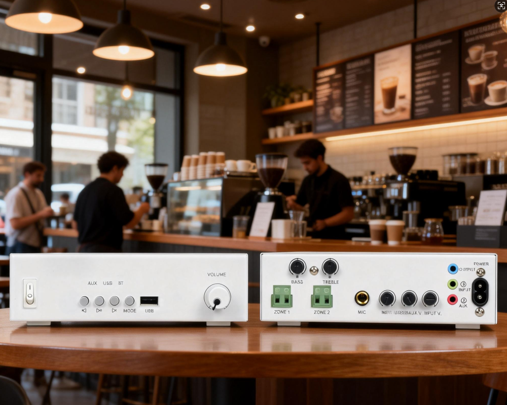 Professional 100V commercial mixer amplifier for multi-zone paging systems